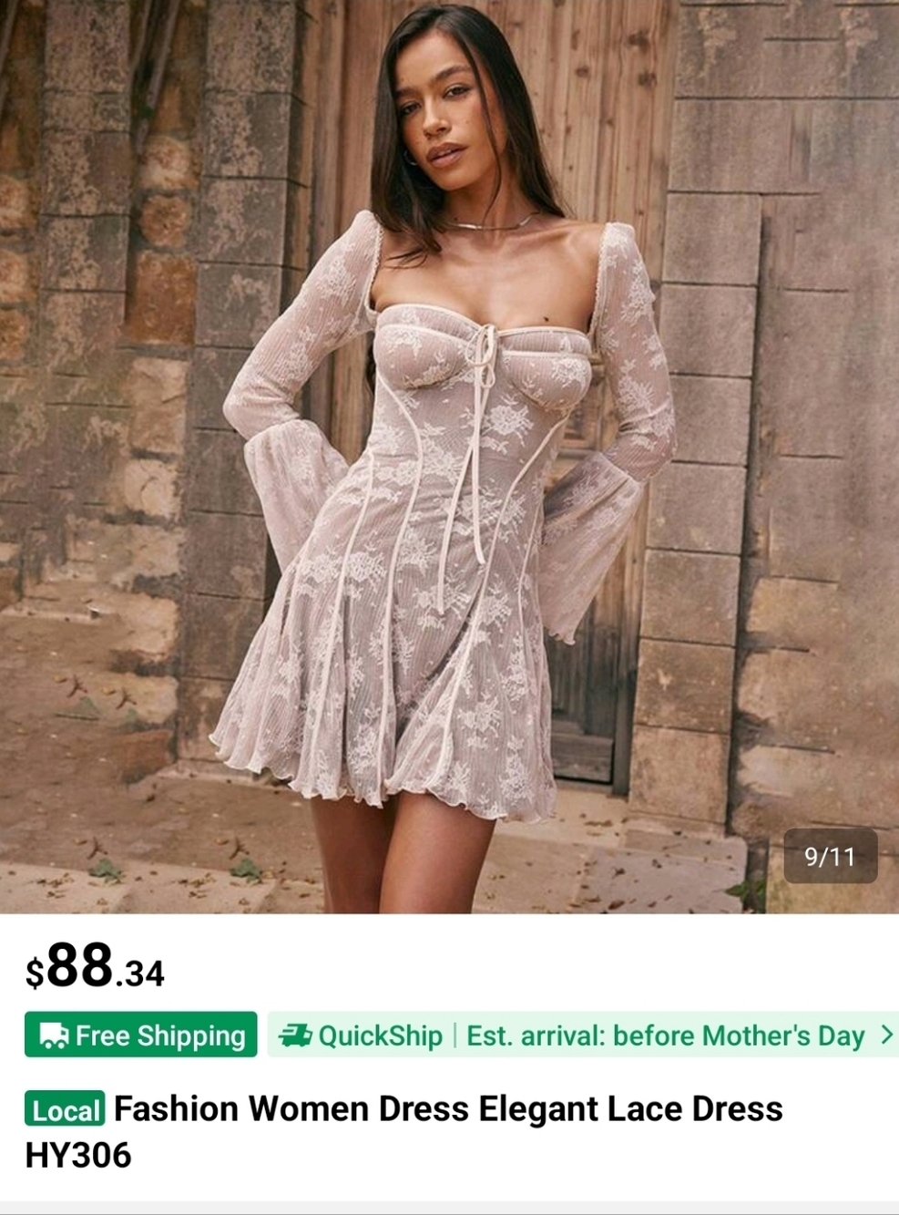 Ivory Lace Corset Mini Dress | Romantic Bridal Rehearsal Dress | Size M